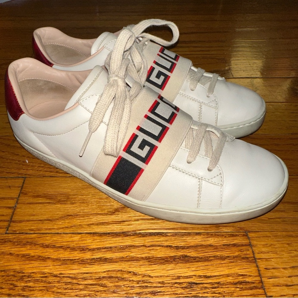 GUCCI Ace Stripe Ivory Sneakers White Red Black Leather Women’s size EU 37 - Picture 11 of 13